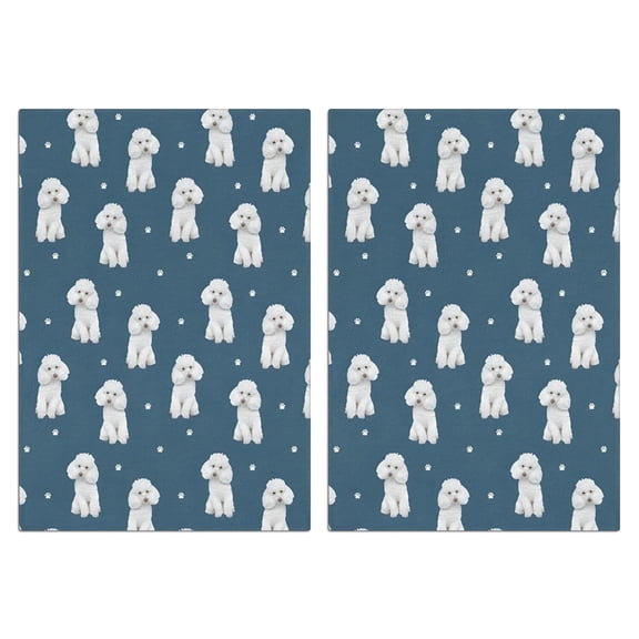 2 Pcs Funny Kitchen Towels,Poodle Dog and Footprint Microfiber Dish Towels,Kitchen Tea Towels,Kitchen Towel Set (18" X 26")