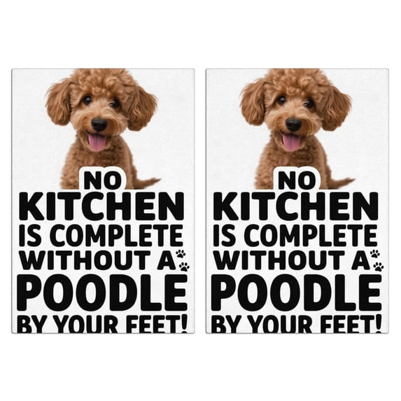 2 Pcs Funny Kitchen Towels,Poodle Kitchen Complete Microfiber Dish Towels,Kitchen Tea Towels,Kitchen Towel Set (18" X 26")