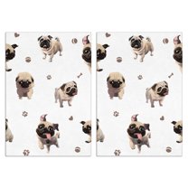 2 Pcs Funny Kitchen Towels,Pug and Footprint Microfiber Dish Towels,Kitchen Tea Towels,Kitchen Towel Set (18" X 26")