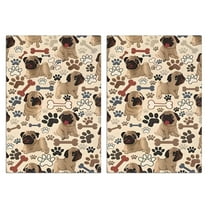 2 Pcs Funny Kitchen Towels,Pug and Footprint Microfiber Dish Towels,Kitchen Tea Towels,Kitchen Towel Set (18" X 26")