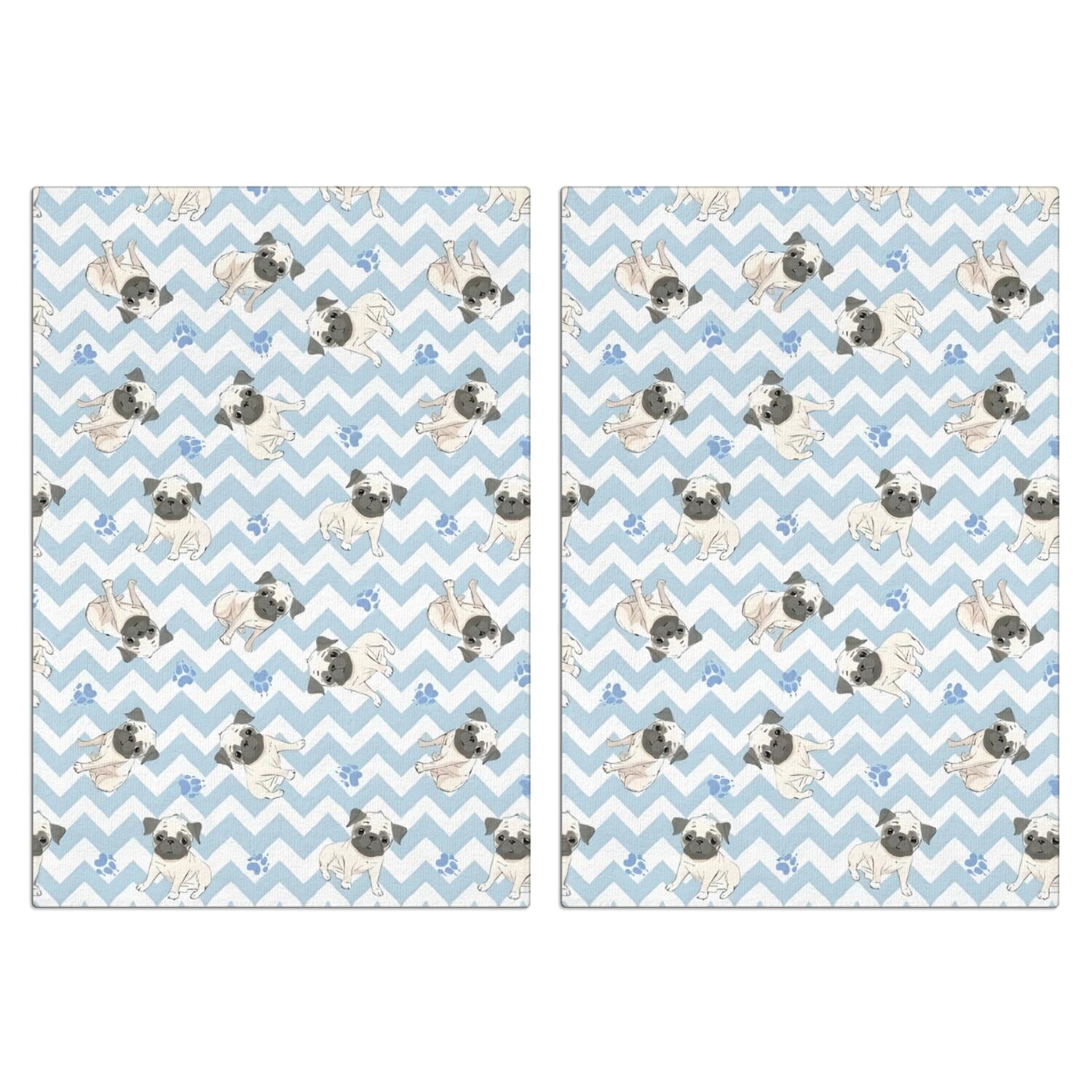 Pug Kitchen Towels Set – Funny Pug Design, 16x24 Inches – Super Absorbent & Decorative For Pug Lovers