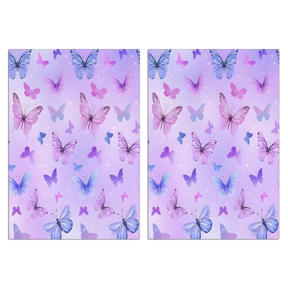 2 Pcs Funny Kitchen Towels,Purple Butterfly Pattern Microfiber Dish Towels,Kitchen Tea Towels,Kitchen Towel Set (18" X 26")