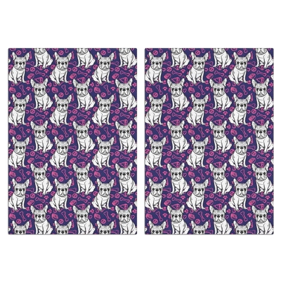 2 Pcs Funny Kitchen Towels,Purple French Bulldog Microfiber Dish Towels,Kitchen Tea Towels,Kitchen Towel Set (18" X 26")