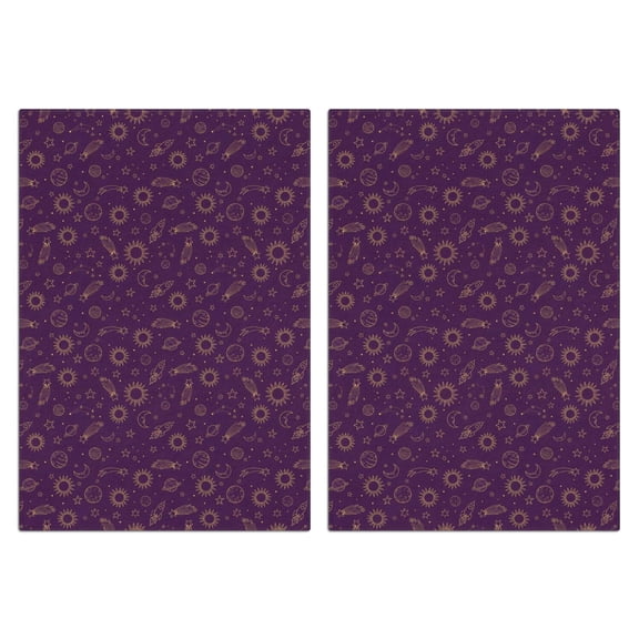 2 Pcs Funny Kitchen Towels,Purple Sun Planet Rocket Star Pattern Microfiber Dish Towels,Kitchen Tea Towels,Kitchen Towel Set (18" X 26")