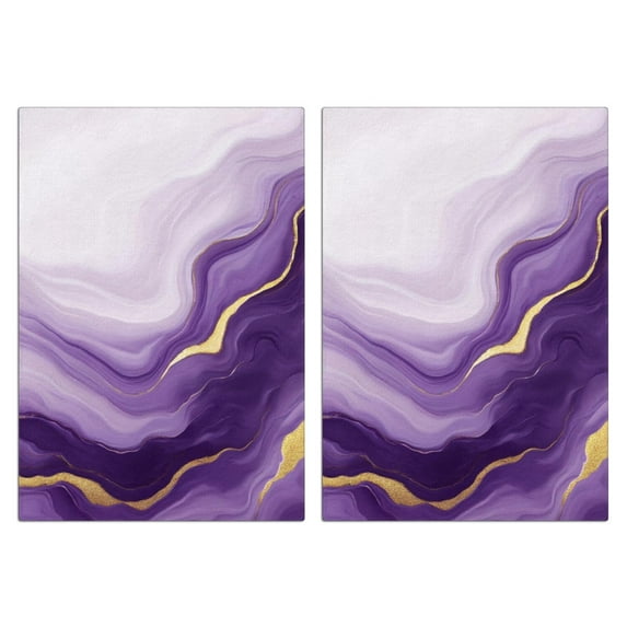 2 Pcs Funny Kitchen Towels,Purple and Gold Marble Texture Microfiber Dish Towels,Kitchen Tea Towels,Kitchen Towel Set (18" X 26")