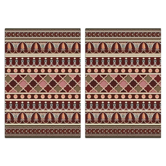 2 Pcs Funny Kitchen Towels,Red Boho Egyptian Lotus and Circles Pattern Microfiber Dish Towels,Kitchen Tea Towels,Kitchen Towel Set (18" X 26")