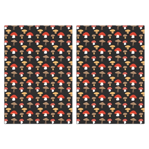 2 Pcs Funny Kitchen Towels,Red Brown Mushroom Black Pattern Microfiber Dish Towels,Kitchen Tea Towels,Kitchen Towel Set (18" X 26")