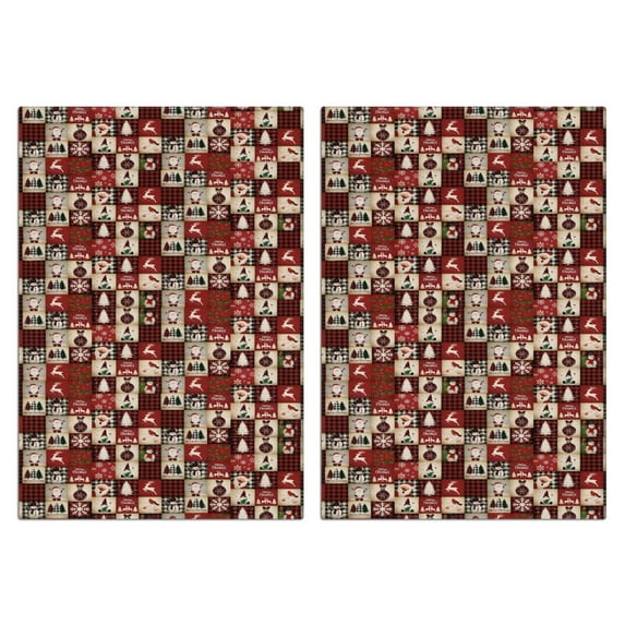 2 Pcs Funny Kitchen Towels,Red Christmas Collage Pattern Microfiber Dish Towels,Kitchen Tea Towels,Kitchen Towel Set (18" X 26")