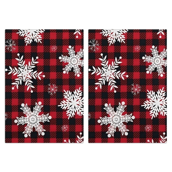 2 Pcs Funny Kitchen Towels,Red Christmas Snowflake and Plaid Pattern Microfiber Dish Towels,Kitchen Tea Towels,Kitchen Towel Set (18" X 26")