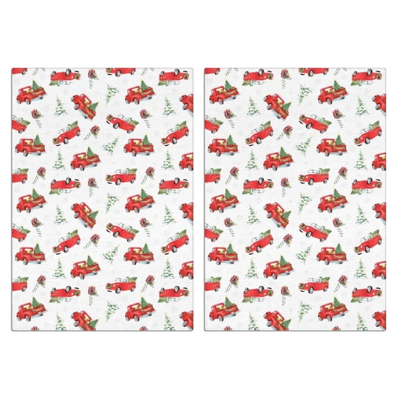 2 Pcs Funny Kitchen Towels,Red Christmas Truck Pattern Microfiber Dish Towels,Kitchen Tea Towels,Kitchen Towel Set (18" X 26")