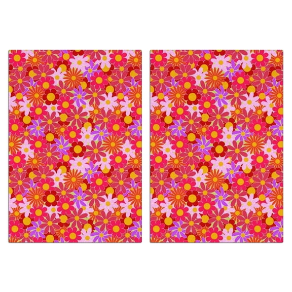 2 Pcs Funny Kitchen Towels,Red Daisy Flower Retro Pattern Microfiber Dish Towels,Kitchen Tea Towels,Kitchen Towel Set (18" X 26")