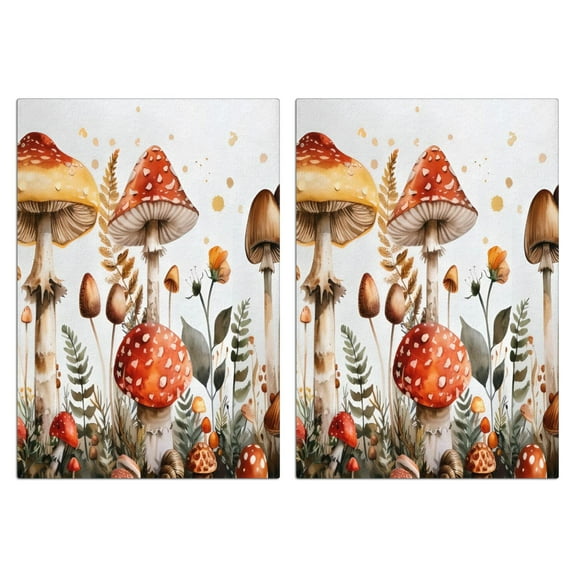 2 Pcs Funny Kitchen Towels,Red Mushroom Flower White Pattern Microfiber Dish Towels,Kitchen Tea Towels,Kitchen Towel Set (18" X 26")
