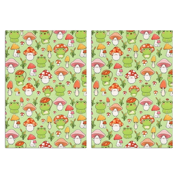 2 Pcs Funny Kitchen Towels,Red Mushroom Frog Green Pattern Microfiber Dish Towels,Kitchen Tea Towels,Kitchen Towel Set (18" X 26")