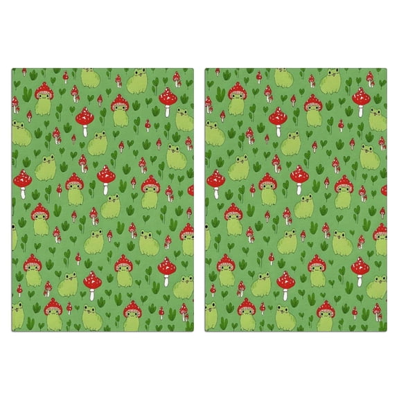 2 Pcs Funny Kitchen Towels,Red Mushroom Frog Green Pattern Microfiber Dish Towels,Kitchen Tea Towels,Kitchen Towel Set (18" X 26")