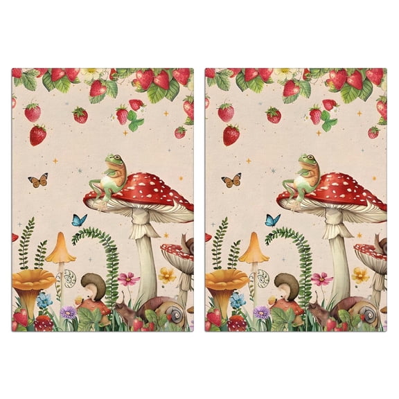 2 Pcs Funny Kitchen Towels,Red Mushroom Frog Light Pattern Microfiber Dish Towels,Kitchen Tea Towels,Kitchen Towel Set (18" X 26")