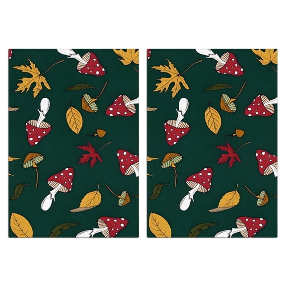 2 Pcs Funny Kitchen Towels,Red Mushroom Leaf Green Pattern Microfiber Dish Towels,Kitchen Tea Towels,Kitchen Towel Set (18" X 26")