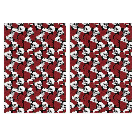 2 Pcs Funny Kitchen Towels,Red Skull Rose Pattern Microfiber Dish Towels,Kitchen Tea Towels,Kitchen Towel Set (18" X 26")