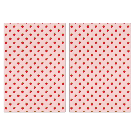 2 Pcs Funny Kitchen Towels,Red Strawberry Plants Pink Pattern Microfiber Dish Towels,Kitchen Tea Towels,Kitchen Towel Set (18" X 26")