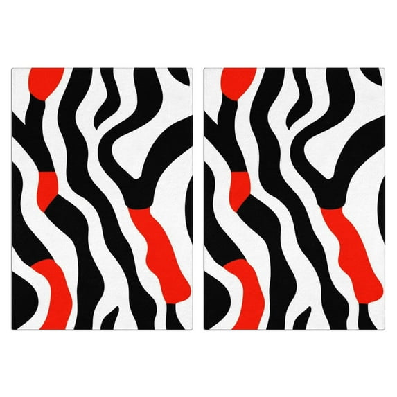 2 Pcs Funny Kitchen Towels,Red and Black Modern Art Geometric Microfiber Dish Towels,Kitchen Tea Towels,Kitchen Towel Set (18" X 26")