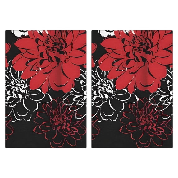 2 Pcs Funny Kitchen Towels,Red and Black Pioneer Flower Pattern Microfiber Dish Towels,Kitchen Tea Towels,Kitchen Towel Set (18" X 26")
