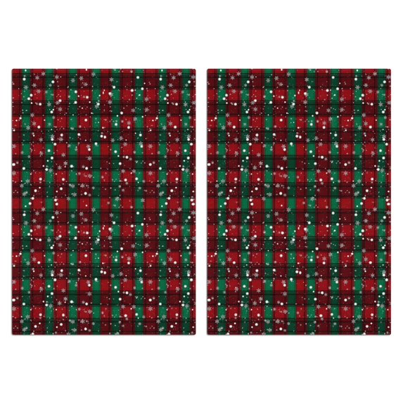 2 Pcs Funny Kitchen Towels,Red and Green Plaid Christmas Snow Pattern Microfiber Dish Towels,Kitchen Tea Towels,Kitchen Towel Set (18" X 26")