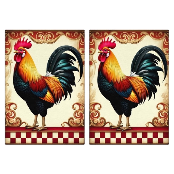 2 Pcs Funny Kitchen Towels,Rooster Illustration Microfiber Dish Towels,Kitchen Tea Towels,Kitchen Towel Set (18" X 26")