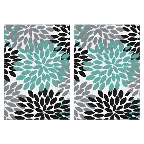 2 Pcs Funny Kitchen Towels,Simple Petal Shaped Geometric Floral Pattern Microfiber Dish Towels,Kitchen Tea Towels,Kitchen Towel Set (18" X 26")