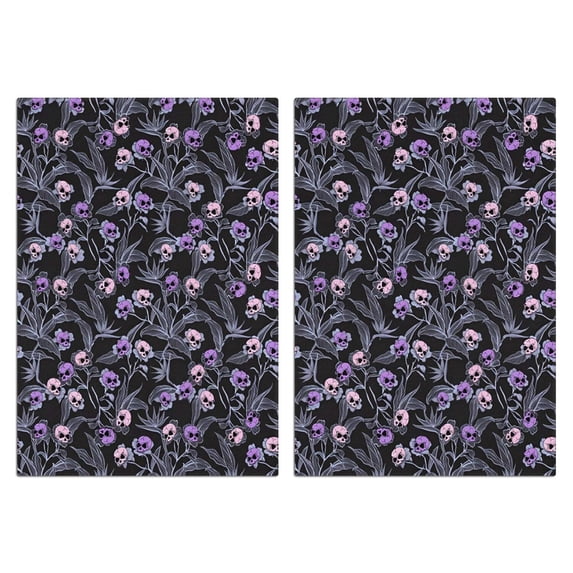 2 Pcs Funny Kitchen Towels,Skull Flower Halloween Pattern Microfiber Dish Towels,Kitchen Tea Towels,Kitchen Towel Set (18" X 26")