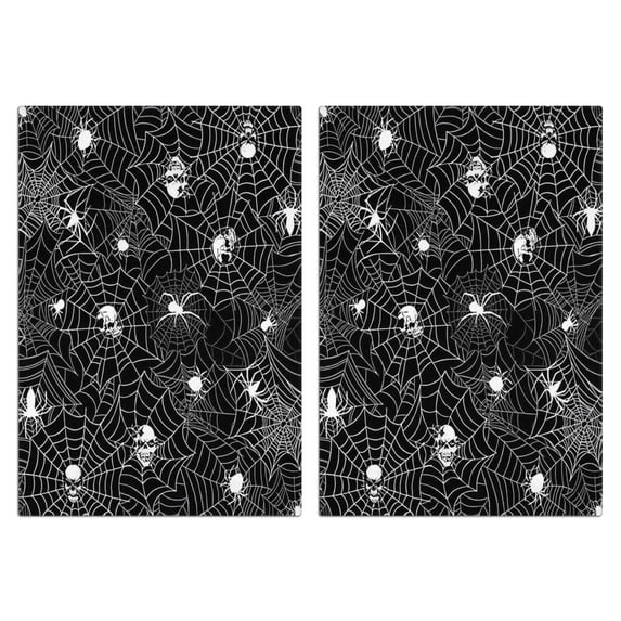2 Pcs Funny Kitchen Towels,Spider Web and Skulls Halloween Pattern Microfiber Dish Towels,Kitchen Tea Towels,Kitchen Towel Set (18" X 26")