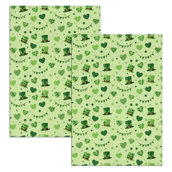2 Pcs Funny Kitchen Towels, St. Patrick's Day and Rainbows Green Microfiber Dish Towels 18"x26", Decorative Tea Towel Set
