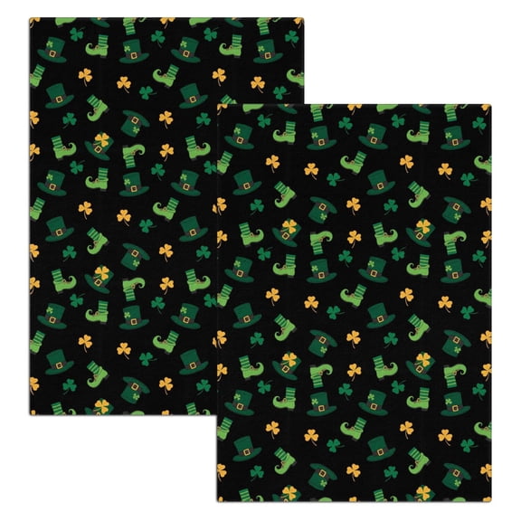 2 Pcs Funny Kitchen Towels, St. Patrick's Day and Top Hats Microfiber Dish Towels 18"x26", Decorative Tea Towel Set
