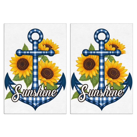 2 Pcs Funny Kitchen Towels,Sunflower Anchor Sunshine Microfiber Dish Towels,Kitchen Tea Towels,Kitchen Towel Set (18" X 26")