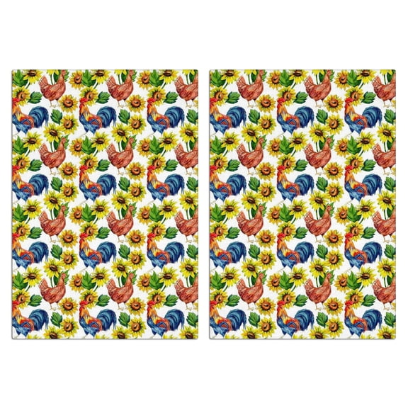 2 Pcs Funny Kitchen Towels,Sunflower Chicken Pattern Microfiber Dish Towels,Kitchen Tea Towels,Kitchen Towel Set (18" X 26")