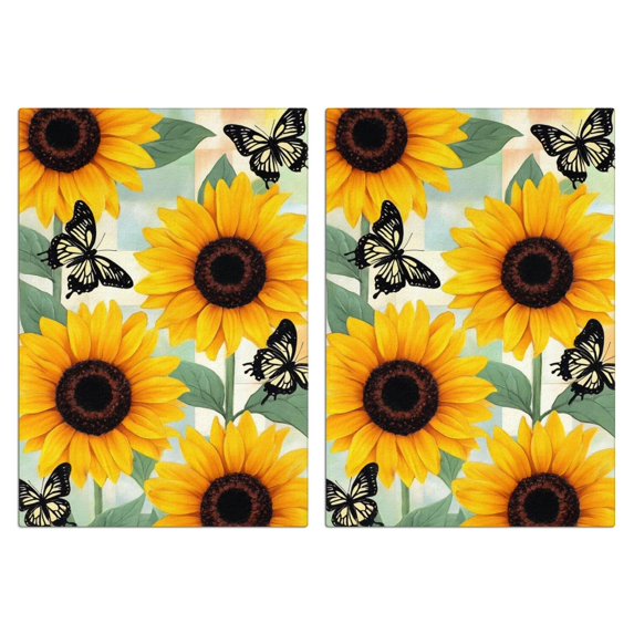 2 Pcs Funny Kitchen Towels,Sunflowers and Butterflies Microfiber Dish Towels,Kitchen Tea Towels,Kitchen Towel Set (18" X 26")