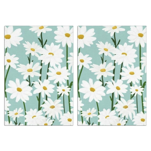 2 Pcs Funny Kitchen Towels,Teal Daisy Flower White Blooms Pattern Microfiber Dish Towels,Kitchen Tea Towels,Kitchen Towel Set (18" X 26")