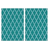 2 Pcs Funny Kitchen Towels,Teal Geometric Quatrefoil Pattern Microfiber Dish Towels,Kitchen Tea Towels,Kitchen Towel Set (18" X 26")