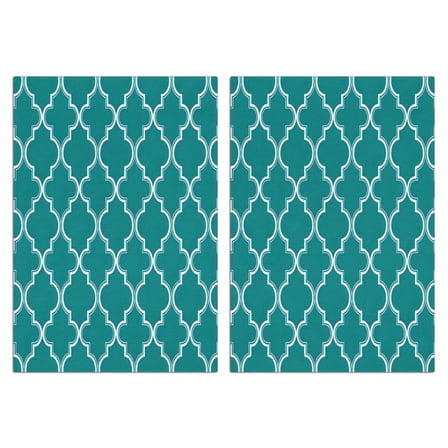 2 Pcs Funny Kitchen Towels,Teal Geometric Quatrefoil Pattern Microfiber Dish Towels,Kitchen Tea Towels,Kitchen Towel Set (18" X 26")