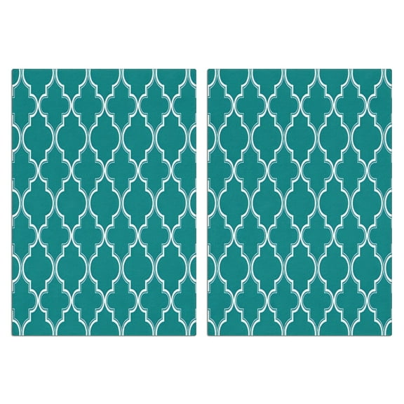 2 Pcs Funny Kitchen Towels,Teal Geometric Quatrefoil Pattern Microfiber Dish Towels,Kitchen Tea Towels,Kitchen Towel Set (18" X 26")