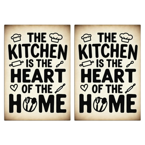 2 Pcs Funny Kitchen Towels,The Kitchen Is the Heart Of the Home Microfiber Dish Towels,Kitchen Tea Towels,Kitchen Towel Set (18" X 26")