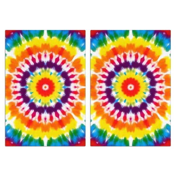 2 Pcs Funny Kitchen Towels,Tie Dye Rainbow Concentric Circles Pattern Microfiber Dish Towels,Kitchen Tea Towels,Kitchen Towel Set (18" X 26")