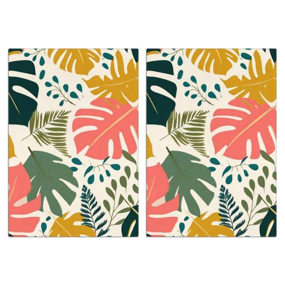 2 Pcs Funny Kitchen Towels,Tropical Leaves Pattern Microfiber Dish Towels,Kitchen Tea Towels,Kitchen Towel Set (18" X 26")