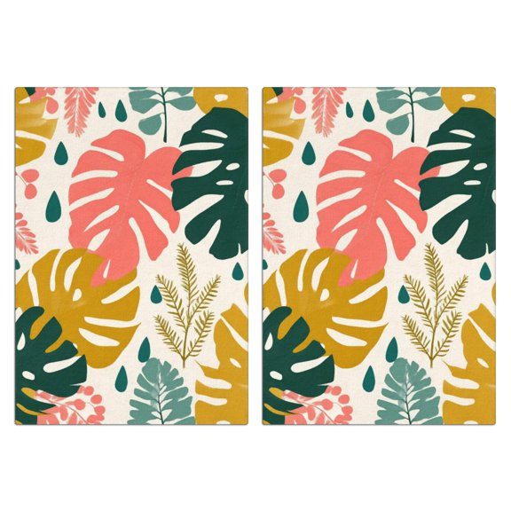 2 Pcs Funny Kitchen Towels,Tropical Leaves Pattern Microfiber Dish Towels,Kitchen Tea Towels,Kitchen Towel Set (18" X 26")