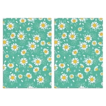 2 Pcs Funny Kitchen Towels,Turquoise Daisy Flower Yellow Centers Pattern Microfiber Dish Towels,Kitchen Tea Towels,Kitchen Towel Set (18" X 26")