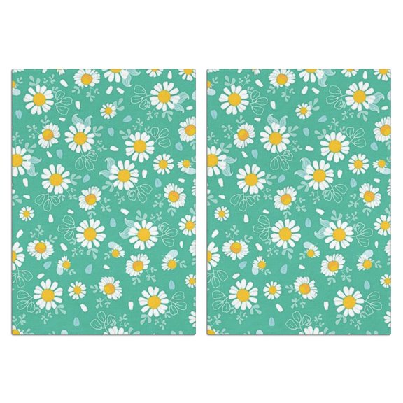 2 Pcs Funny Kitchen Towels,Turquoise Daisy Flower Yellow Centers Pattern Microfiber Dish Towels,Kitchen Tea Towels,Kitchen Towel Set (18" X 26")