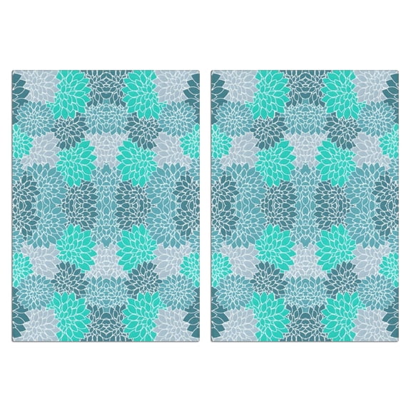 2 Pcs Funny Kitchen Towels,Turquoise Floral and Petal Pattern Microfiber Dish Towels,Kitchen Tea Towels,Kitchen Towel Set (18" X 26")