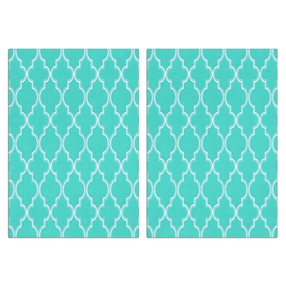 2 Pcs Funny Kitchen Towels,Turquoise Geometric Quatrefoil Pattern Microfiber Dish Towels,Kitchen Tea Towels,Kitchen Towel Set (18" X 26")