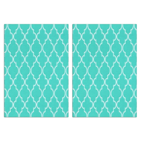 2 Pcs Funny Kitchen Towels,Turquoise Geometric Quatrefoil Pattern Microfiber Dish Towels,Kitchen Tea Towels,Kitchen Towel Set (18" X 26")