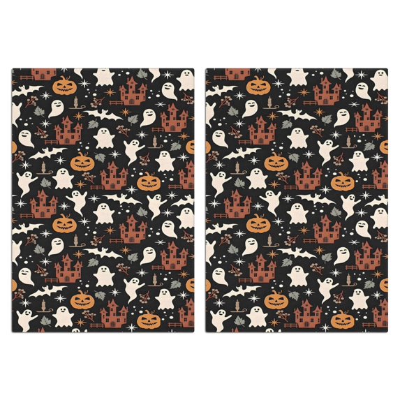 2 Pcs Funny Kitchen Towels,Vintage Halloween Scene Pattern Microfiber Dish Towels,Kitchen Tea Towels,Kitchen Towel Set (18" X 26")