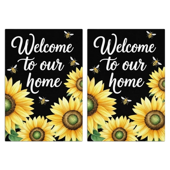 2 Pcs Funny Kitchen Towels,Welcome To Our Home Bees and Sunflowers Microfiber Dish Towels,Kitchen Tea Towels,Kitchen Towel Set (18" X 26")