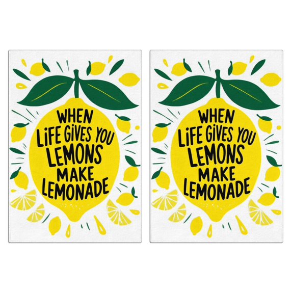 2 Pcs Funny Kitchen Towels,When Life Gives You Lemons Make Lemonade Microfiber Dish Towels,Kitchen Tea Towels,Kitchen Towel Set (18" X 26")